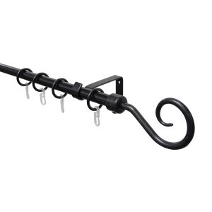 GARDINIA HOOK fekete kihúzható karnis szett, dekoratív vég részlet - Karnis