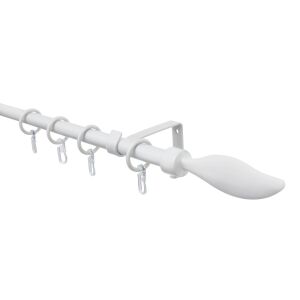 GARDINIA kihúzható fehér fém karnis levél alakú végződéssel - Karnis