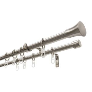 GARDINIA kétsoros karnis szett, kihúzható 120-210 cm, nemesacél hatású - Karnis