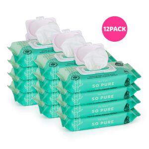 12x PETITE&MARS Nedves törlőkendő SO PURE bambusz, biológiailag lebomló, 56 db 121940448