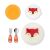 SKIP HOP Zoo Fox dining set components: plate, bowl with lid, fork and spoon