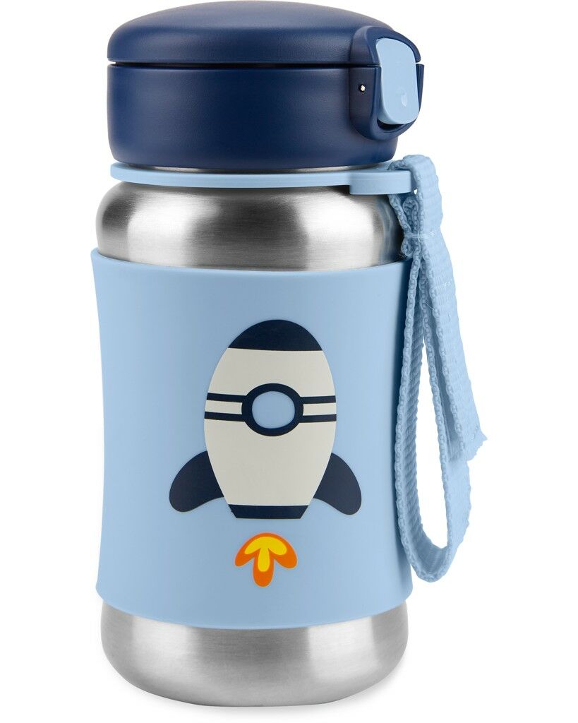 E-shop SKIP HOP Spark Style Fľaša so slamkou na vode nerez Raketa 12m+