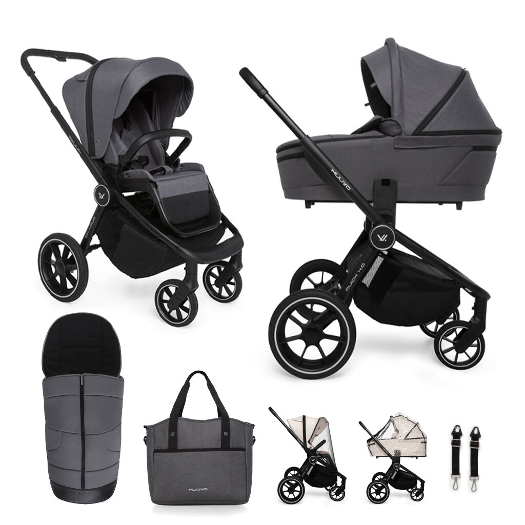 MUUVO Kombinált babakocsi Quick 4.0 Iron graphite szett 2in1