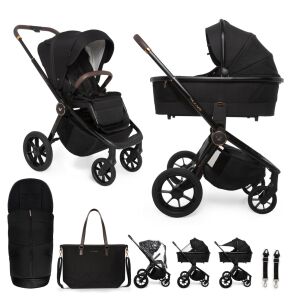 MUUVO Quick SE 2 Sunset Black 2in1 babakocsi szett: Tartalmaz babakocsit, mózeskosarat, lábzsákot, pelenkázótáskát és tartozékokat. - Baba & Tipegő