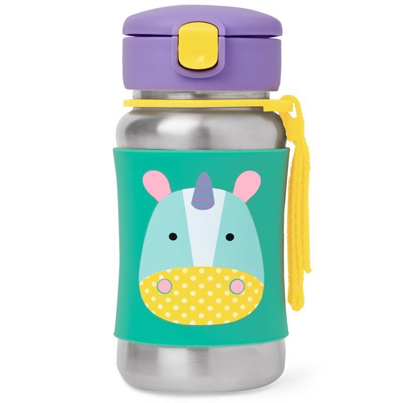 E-shop SKIP HOP Zoo Nerezová fľaša na vodu so slamkou Unicorn 12m+