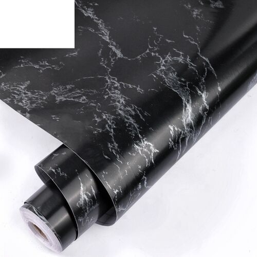 Fekete márvány mintás öntapadó fólia, 60cm x 10m tekercs, dekorációs vinyl bútorra és falra 