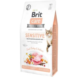 Brit Care Cat SENSITIVE PULYKA & LAZAC Hipoallergén, Gabonamentes 2kg