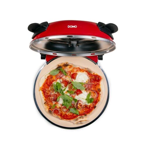 Domo My Express Pizza elektromos pizzasütő pizzával benne