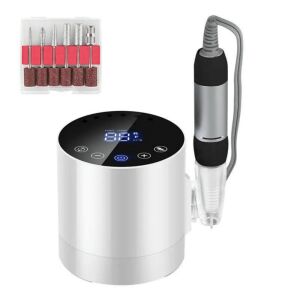 BLUEQUE BQ-213 professionelle elektrische Nagelfeile mit digitalem Display, Fußpedal und 6 Schleifköpfen - Nagelschleifer