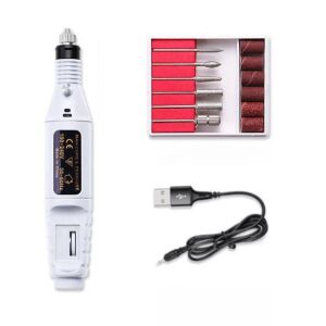 Freza electrică albă pentru unghii cu cablu USB și accesorii - Polizor de unghii