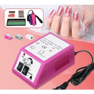 Elektrischer Nagelbohrer-Set für Maniküre und Pediküre, rosa, mit 6 verschiedenen Aufsätzen, beinhaltet Steuereinheit, Nagelbohrer, Aufsätze, Ständer - Nagelschleifer