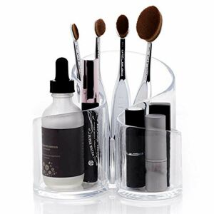 Átlátszó akril sminkecsettartó 3 rekesszel, különféle sminkecsetek, rúzs és üvegek tárolására - Kozmetikai rendszerező