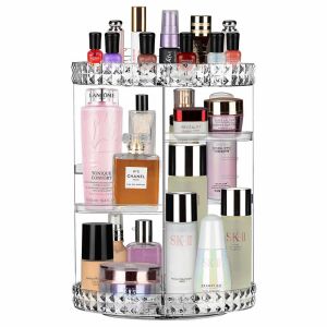 Obrotowy organizer na kosmetyki z półkami, przezroczysty akryl, obrót o 360 stopni - Technik systemów kosmetycznych