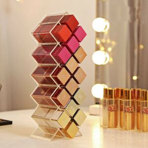 Przezroczysty akrylowy stojak na szminki, 16 przegródek, do organizacji makijażu, organizer na szminki, organizer do makijażu, stojak na szminki, przezroczysty akrylowy organizer - Technik systemów kosmetycznych