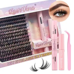 Lashvana 280 Stück 40D Wimpern-Set mit Kleber, Versiegler, Entferner und Pinzette - Schönheit & Gesundheit