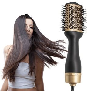 Frau, die ARANY Onestep 2 in 1 Heißluftbürste zum Glätten und Trocknen der Haare verwendet - Haarstyling-Bürste