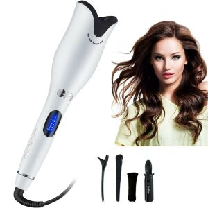 Fehér rózsa alakú kerámia hajgöndörítő LCD kijelzővel, állítható hőmérséklettel, minden hajtípushoz - <product_name> - Hajsütő