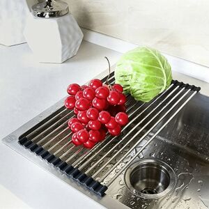 Suport de scurgere a vaselor din oțel inoxidabil, extensibil, chiuvetă de bucătărie, blat, vase, fructe, legume - Scurgator vase