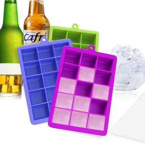 3-teiliges Silikon-Eiswürfelbereiter- und Halter-Set – 5x3 Würfel 121966551 - Eiswürfelformen