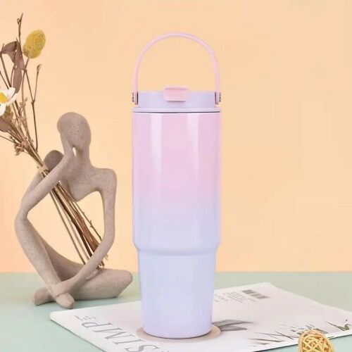 Rosa und lila Ombre Edelstahl Reisebecher mit Griff