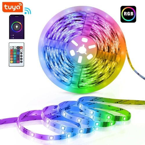 TUYA WIBY Wifis Okos RGBIC LED Fényszalag, 5 méter, 24W, vízálló, távirányítóval és applikációs vezérléssel