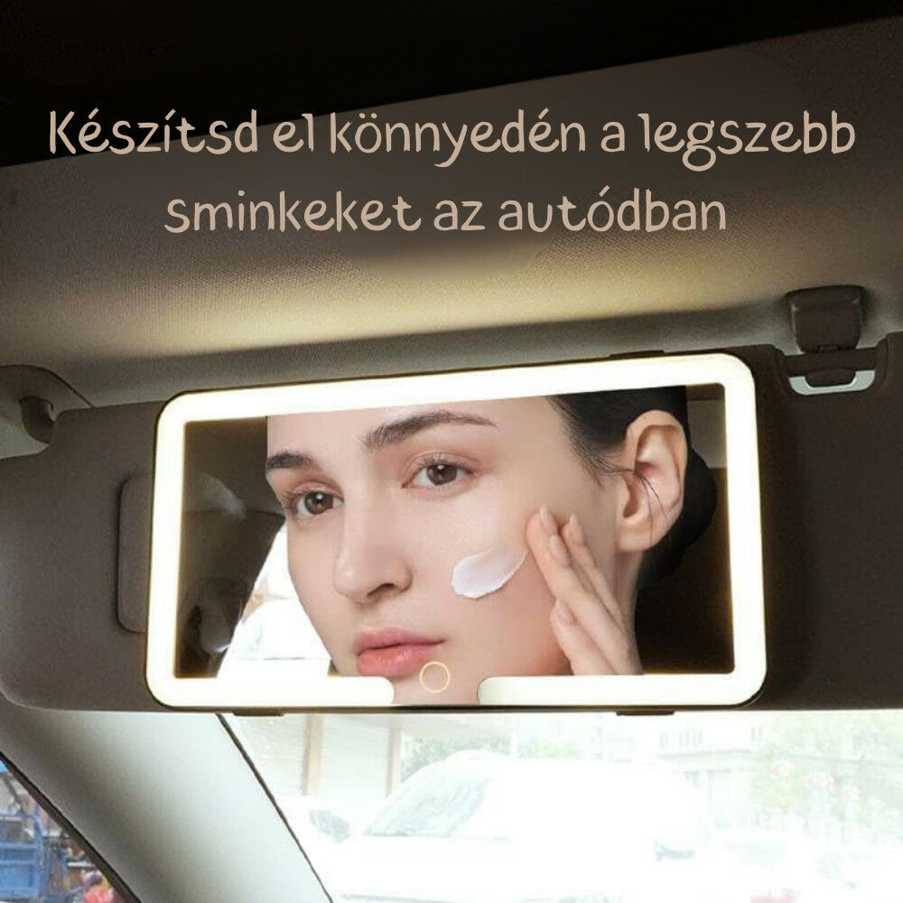 Lusterko do makijażu samochodowego montowane na osłonie przeciwsłonecznej z oświetleniem LED – białe