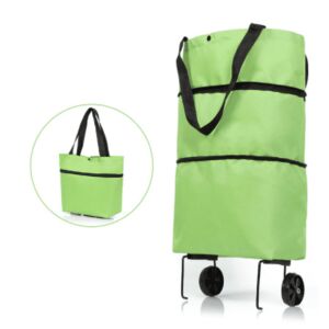 Сгъваема пазарска чанта с колелца - зелена 121967531 - Дом и градина