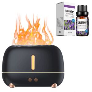 RetroFlame Aromatherapie-Luftbefeuchter mit Flammeneffekt 250 ml - Schwarz - Lavendel-Ätherisches Öl - Luftbefeuchter