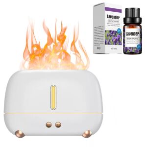 RetroFlame láng hatású aromaterápiás párásító, fehér, levendula illóolajjal - Levegőkezelés