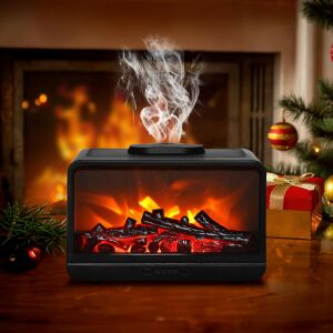 Difuzor de aromă cu efect de șemineu cu umidificare și iluminare în 2 etape, temporizator, funcționare silențioasă - negru 121967989 - Difuzor