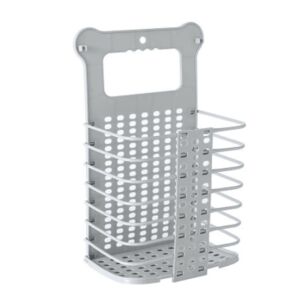 Szary składany kosz na pranie z uchwytem, do zawieszenia na ścianie, idealny do małych łazienek - Zanieczyszczający