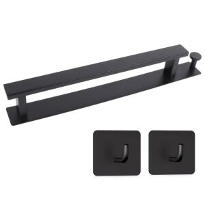 Čierny vešiak na uteráky s dvoma háčikmi, bez vŕtania - Držiaky na uteráky