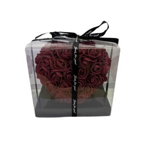 Inimă veșnică de trandafiri de Burgundia în cutie cadou, 15 cm, perfectă pentru Ziua Îndrăgostiților, Ziua Mamei, ziua de naștere, aniversare sau orice altă ocazie specială - Idee de cadou pentru Valentine's Day