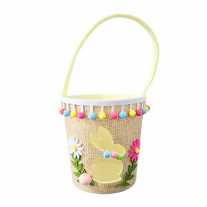 Dekoratives Osterkörbchen aus Polyester, 15 cm, Hase mit Blumenmuster