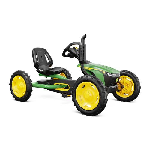 BERG Buddy John Deere gokart gyerekeknek, zöld és sárga színben, állítható üléssel és kormánykerékkel