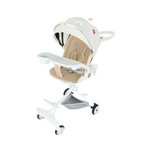 KipHome 3 az 1-ben sportbabakocsi, 6-36 hónapos, megfordítható, összecsukható, asztali tálca, alvóhely, biztonsági öv, 360-as kerekek, fehér macska modell