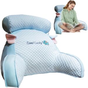 KipHome Multifunkciós Párna, kék háttámla párna elefánt hímzéssel, olvasáshoz ágyban vagy a kanapén - Derék- & Háttámasz