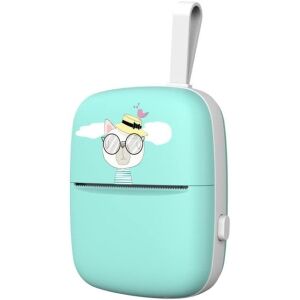 Mini hordozható fotónyomtató, KipHome, USB töltés, Bluetooth, Cat Pattern, fekete-fehér nyomtatás, kék