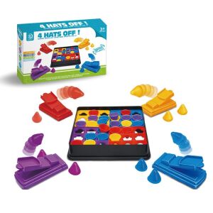 Interaktív játék gyerekeknek, KipHome, 4 kalap le, játéktábla, kalapfigurák, +3 év, többszínű