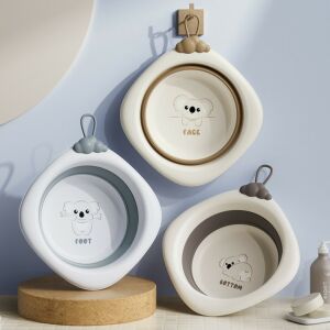 Összecsukható kád gyerekeknek, KipHome, Babakád, Koala Girl Gyémánt Mintás, Barna, 30x30x3,5 cm, 4L