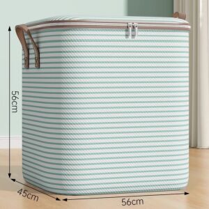 Składana skrzynia do przechowywania KipHome z zamkiem błyskawicznym, 56x45x56 cm, 150 litrów, w paski, zielona - Pudełko i kosz do przechowywania