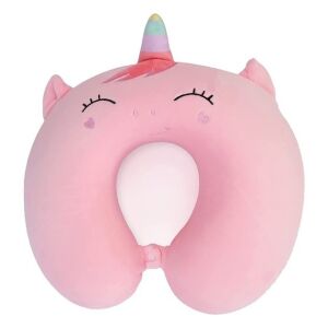 KipHome U alakú utazási párna memóriaházzal, egyszarvú mintával, rózsaszín - Nyakpárna