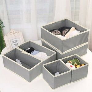 KipHome 6 részes hajtogatható fiókrendszerező szett szürke és fehér színben, alsóneműhöz, zoknihoz és pólókhoz - Tárolás & Rendszerezés