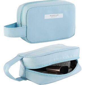Sminktáska, KipHome, fogantyúval, vízálló anyag, kozmetikumokhoz, 16 x 11 x 7 cm, kék