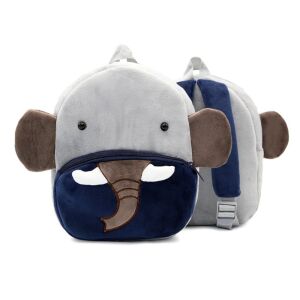 Plüss gyerek hátizsák elefánttal, szürke színű, poliészter, mérete 26x24x10 cm 121984274 - Óvodai kellék