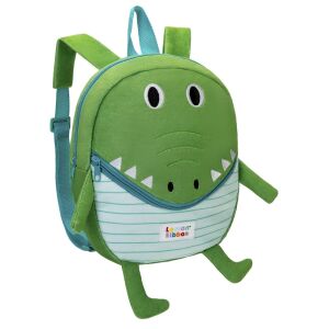 Lemon Ribbon Krokodil Vorschulrucksack, grün und blau, mit Reißverschlussfach und süßem Krokodilgesicht - Rucksäcke & Taschen für Kindergarten