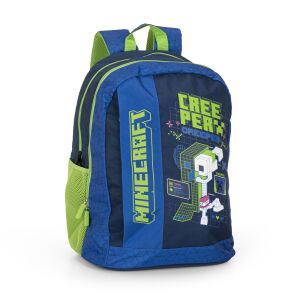 Ghiozdan școlar Minecraft Creeper Anatomy Neon, albastru cu accente verzi, cu designul personajului Creeper - Minecraft