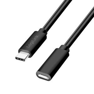 Logilink USB 2.0 Type-C kábel, C/M-USB-C/F, PD, fekete, 3 m 121987939 - Adatkábel