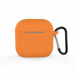 Narancssárga szilikon tok AirPods 4-hez karabinerrel - Cellect