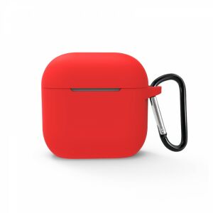Piros szilikon tok AirPods 4-hez karabinerrel - Cellect